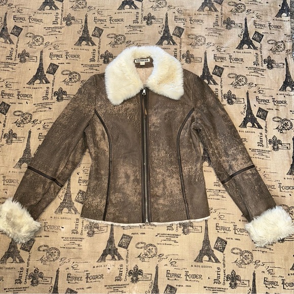 Express Vntg Distressed Genuine Suede Leather Zip Up Softest Faux - Picture 4 of 15